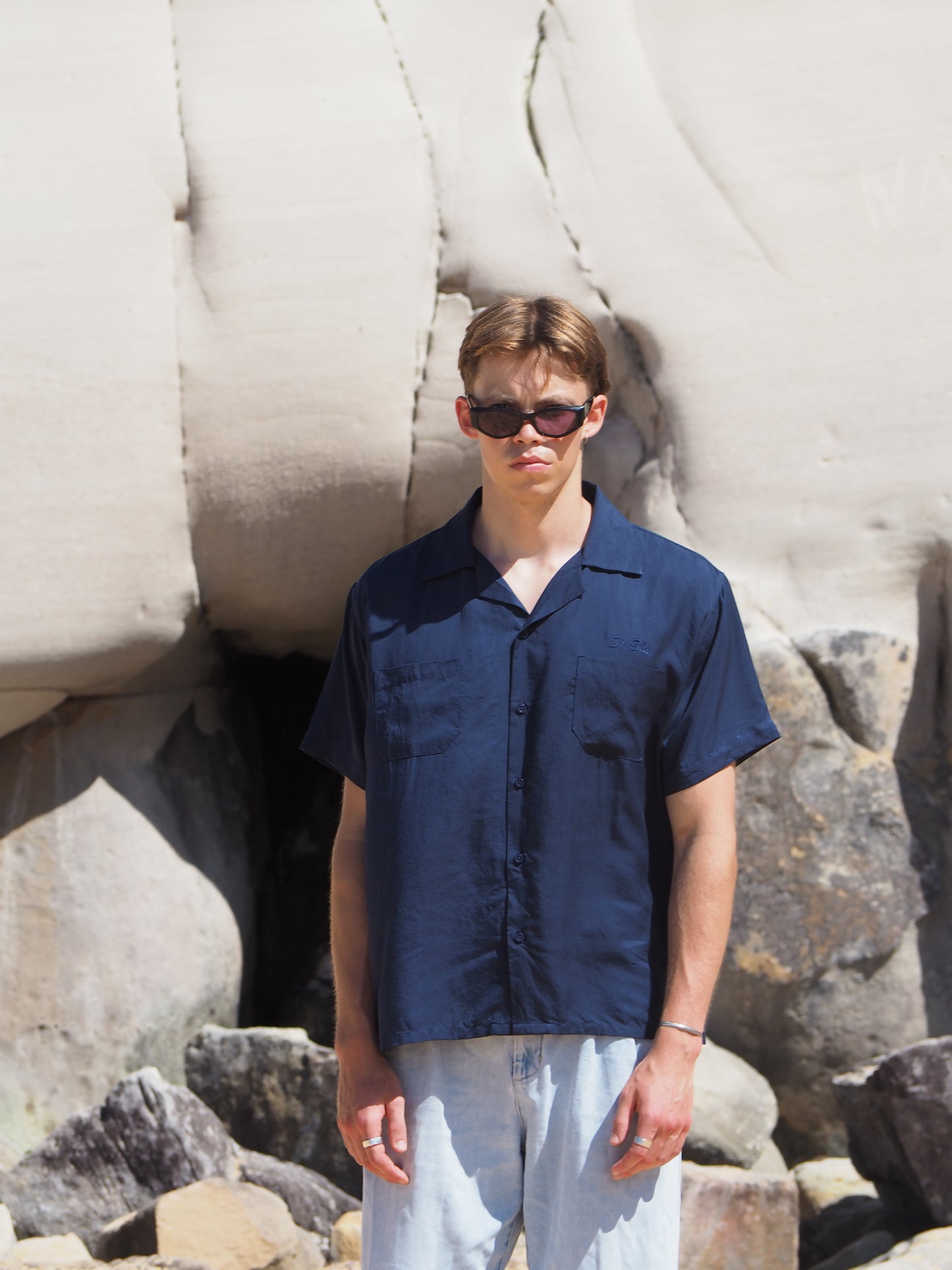 Silky Short Sleeve Shirt - Ocean Blue