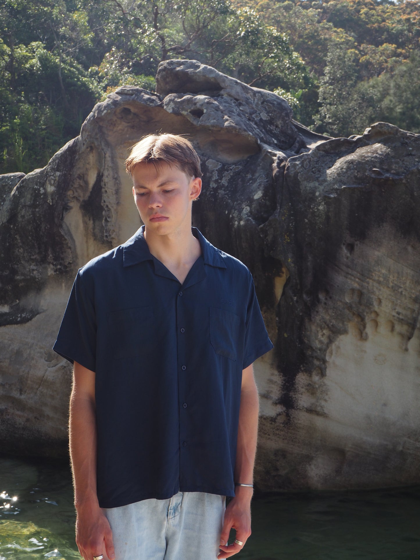 Silky Short Sleeve Shirt - Ocean Blue