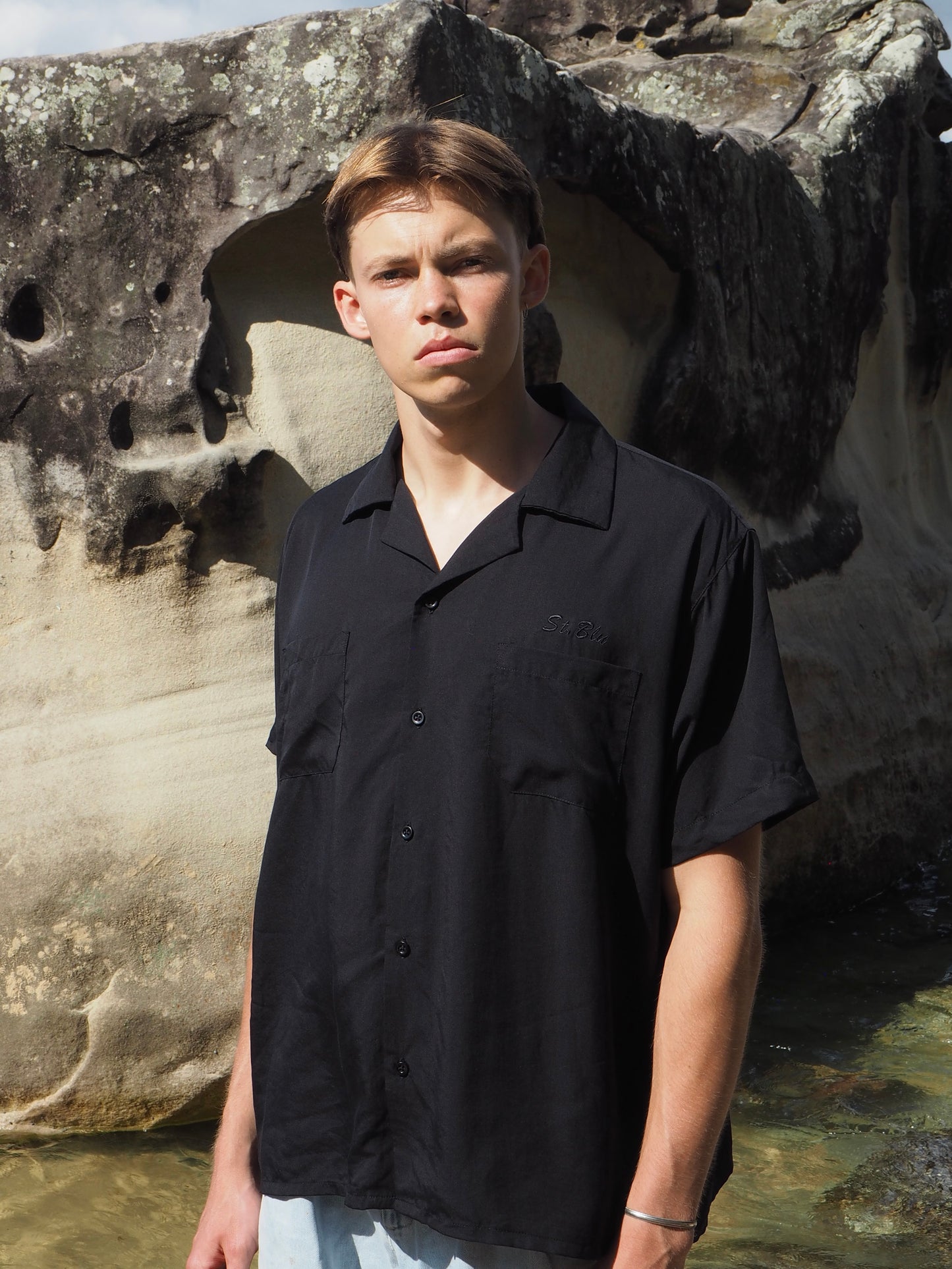 Silky Short Sleeve Shirt - Black